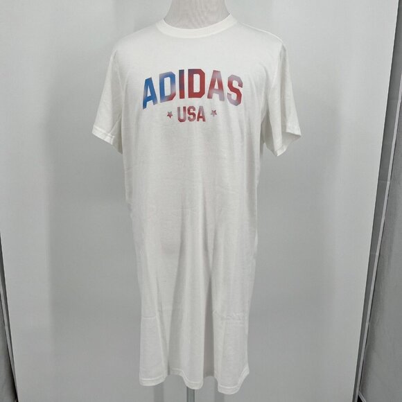 Adidas USA Graphic Print Women's T-Shirt Dress XL 100% Cotton Casual Short Sleev - Picture 2 of 9